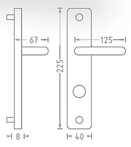 Dverové kovanie ACT Sira HR ECO (NEREZ), kľučka-kľučka, Otvor pre obyčajný kľúč BB, AC-T Nerez, 90 mm
