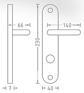 Dverové kovanie ACT Pipa OV ECO (NEREZ), kľučka ľavá / guľa, Otvor na cylindrickú vložku PZ, AC-T Nerez, 90 mm