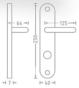 Dverové kovanie ACT Sira OV ECO (NEREZ), kľučka-kľučka, Otvor pre obyčajný kľúč BB, AC-T Nerez, 72 mm
