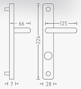 Dverové kovanie ACT Sira UŠ (NEREZ), kľučka-kľučka, Otvor pre obyčajný kľúč BB, AC-T Nerez, 72 mm