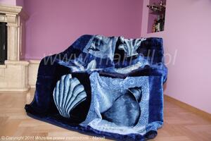 Modrá teplá deka s motívom mušlí