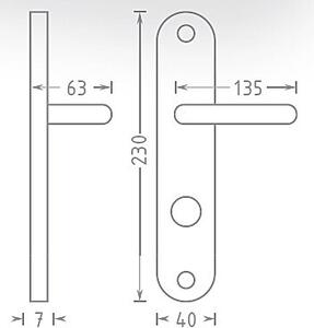 Dverové kovanie ACT Una OV ECO (NEREZ), kľučka pravá-guľa, Otvor na cylindrickú vložku PZ, AC-T Nerez, 72 mm