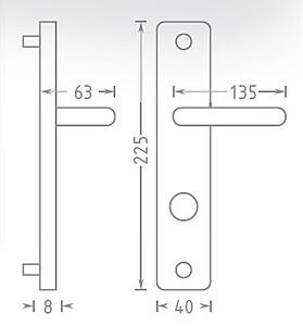 Dverové kovanie ACT Una HR ECO (NEREZ), kľučka-kľučka, WC kľúč, AC-T Nerez, 90 mm
