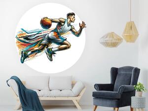 Nalepte.cz Basketbalista 03 textilní prelepiteľná nálepka na stenu arch 45 x 45 cm