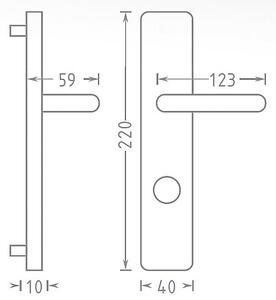 Dverové kovanie ACT Marina HR (CHRÓM), kľučka-kľučka, Otvor pre obyčajný kľúč BB, AC-T Chróm, 90 mm