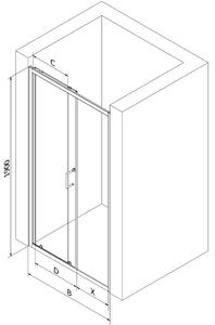 Mexen APIA sprchové posuvné dvere do otvoru 95cm, číre/chróm, 845-095-000-01-00