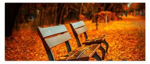 Obraz lavičky v jeseni (120x50 cm)
