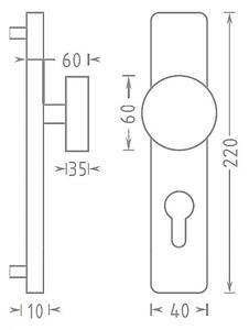 Dverové kovanie ACT Slza HR (CHRÓM), kľučka-kľučka, WC kľúč, AC-T Chróm, 72 mm