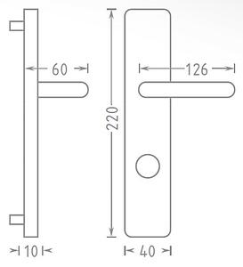 Dverové kovanie ACT Slza HR (CHRÓM), kľučka-kľučka, WC kľúč, AC-T Chróm, 72 mm