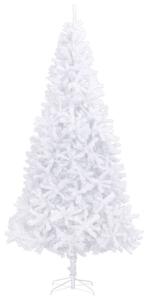 Osvetlený umelý vianočný stromček s guľami, LED 300 cm, biely