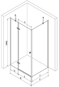 Mexen Roma, sprchový kút s krídlovými dverami 80 (dvere) x 80 (stena) cm, 6mm šedé sklo, chrómový profil + slim sprchová vanička čierna + chrómový sifón, 854-080-080-01-40-4070