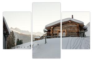 Obraz - horská chata v snehu (90x60 cm)