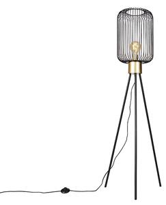 Dizajnová stojaca lampa čierna so zlatou - Mayelle