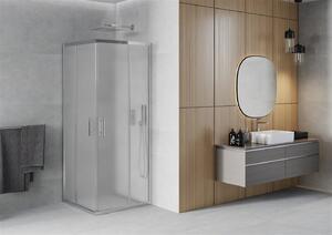 Mexen Rio, štvorcový sprchovací kút s posuvnými dverami 70 (dvere) x 70 (dvere) x 190 cm, 5mm sklo námraza, chrómový profil, 860-070-070-01-30