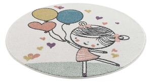 Nádherný okrúhly koberec do detskej izby béžovej farby