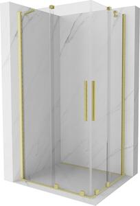 Mexen Velar Duo, sprchový kút s posuvnými dverami 90(dvere) x 80(dvere) cm, 8mm číre sklo, zlatý matný profil, 871-090-080-02-55