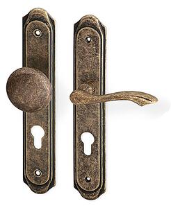 Dverové kovanie ACT Rustik (BRONZ), kľučka-kľučka, WC kľúč, AC-T Bronz, 90 mm