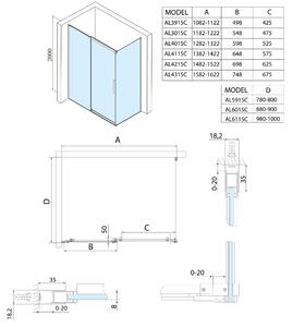 Polysan ALTIS LINE posuvné dvere 1070-1110mm, výška 2000mm, číre sklo
