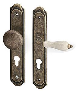 Dverové kovanie ACT Antik (BRONZ), kľučka-kľučka, Otvor pre obyčajný kľúč BB, AC-T Bronz, 72 mm