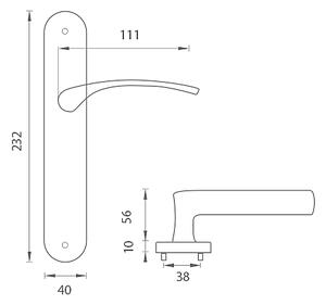 Dverové kovanie MP Laura 2 (ONS), kľučka-kľučka, WC kľúč, MP ONS (nikel brúsený), 72 mm