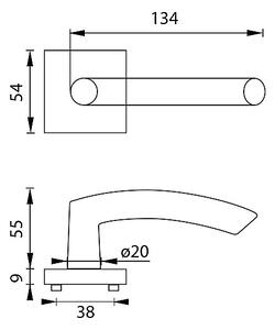 Dverové kovanie MP Nero-HR (BRÚSENÁ NEREZ), kľučka-kľučka, Otvor na cylindrickú vložku PZ, MP BN (brúsená nerez)