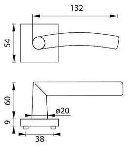 Dverové kovanie MP Swing-HR (BRÚSENÁ NEREZ), kľučka-kľučka, Otvor na cylindrickú vložku PZ, MP BN (brúsená nerez)