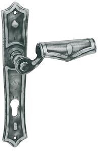 Dverové kovanie MP Agave (KOVANÁ ŠEDÁ), kľučka pravá-guľa, Otvor na cylindrickú vložku PZ, MP KOVANÉ, 90 mm