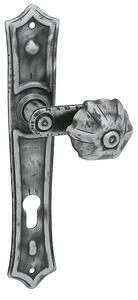 Dverové kovanie MP LR - AGAVE (KOVANÁ ŠEDÁ), kľučka-kľučka, Otvor na cylindrickú vložku PZ, MP KOVANÉ, 90 mm