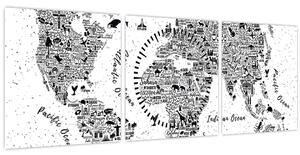 Obraz - Mapa z piktogramov (s hodinami) (90x30 cm)