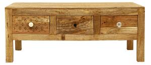 Massive home | Konferenční stolek z masivního mangového dřeva se 3 zásuvkami Massive Home Ella, délka 110 cm ELL011