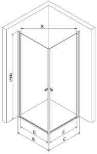 Mexen Pretoria Duo, sprchovací kút s 2-krídlovými dverami 90 (dvere) x 80 (dvere) cm, 6mm číre sklo, zlatý profil, 852-090-080-50-00-02