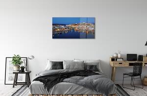 Sklenený obraz Mesto v noci Grécko Coast 120x60 cm 2 Prívesky