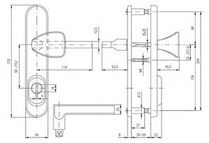 Bezpečnostné kovanie ROSTEX BK R1/O BRIT ( NEREZ MAT), kľučka pravá / madlo, Otvor na cylindrickú vložku PZ, ROSTEX Nerez mat, 72 mm