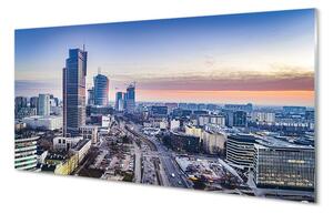Sklenený obraz Panorama Varšavy mrakodrapov svitania 140x70 cm 4 Prívesky