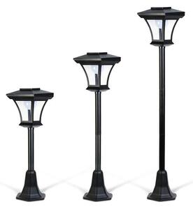 Solárny lampáš 3 v 1 – výška 60/90/120 cm, 10 LED, teplá biela, IP44, čierny (11404-2 kusy)
