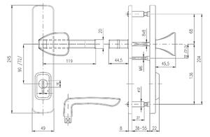 Bezpečnostné kovanie ROSTEX BK R1 ASTRA (CHROM NEREZ), kľučka pravá / madlo, Otvor na cylindrickú vložku PZ, ROSTEX Chróm lesklý-nerez, 90 mm