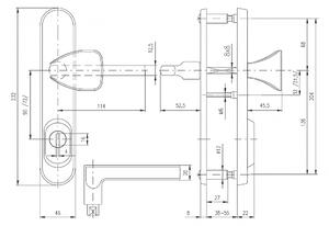 Bezpečnostné kovanie ROSTEX BK R4/O BRIT (NEREZ MAT), kľučka pravá / kľučka, Otvor na cylindrickú vložku PZ, ROSTEX Nerez mat, 72 mm