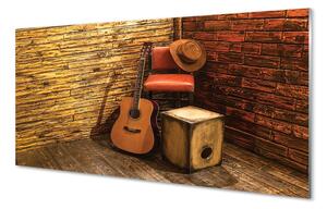 Obraz na skle Gitaru hat stoličky 140x70 cm 2 Prívesky