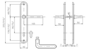Dverové kovanie ROSTEX KLASIK (TITÁN ZLATÝ), kľučka ľavá / guľa, Otvor na cylindrickú vložku PZ, ROSTEX Tí, 90 mm
