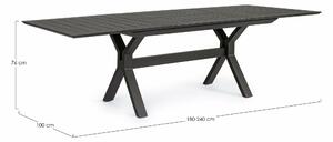 MUZZA Záhradný rozkladací stôl nekyo 180 (240) x 100 cm čierny
