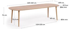 MUZZA Jedálenský stôl quio 160 (260) x 100 cm dubový