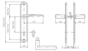 Dverové kovanie ROSTEX IDEAL (CHRÓM LESKLÝ - NEREZ), kľučka-kľučka, Otvor na cylindrickú vložku PZ, ROSTEX Chróm lesklý-nerez, 90 mm