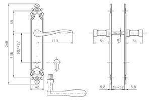 Dverové kovanie ROSTEX HARMONIE (TITÁN ZLATÝ), kľučka-kľučka, Otvor pre obyčajný kľúč BB, ROSTEX Tí, 90 mm