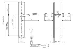 Dverové kovanie ROSTEX TERNO (CHRÓM LESKLÝ - NEREZ), kľučka-kľučka, Otvor pre obyčajný kľúč BB, ROSTEX Chróm lesklý-nerez, 72 mm