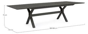 MUZZA Záhradný rozkladací stôl nekyo 200 (300) x 110 cm čierny