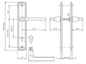 Dverové kovanie ROSTEX BRIT (NEREZ MAT), kľučka ľavá / guľa, Otvor na cylindrickú vložku PZ, ROSTEX Nerez mat, 72 mm