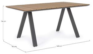 MUZZA Záhradný stôl salia 160 x 90 cm čierny