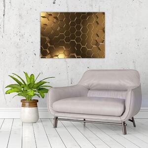 Obraz - Zlaté hexagóny (70x50 cm)