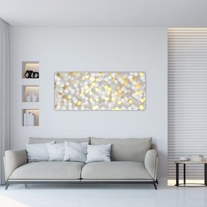 Obraz - Zlato-biele hexagóny (120x50 cm)