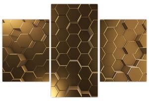 Obraz - Zlaté hexagóny (90x60 cm)